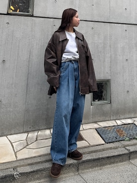 「Ungrid（アングリッド）のアイテム（ブルゾン）」を使った、瀬川百花さん（レディース・156cm）の秋コーディネート