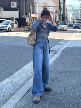 「アイテム（スリッポン）」を使った、瀬川百花さん（レディース・156cm）の夏コーディネート