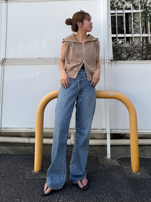 ヴィンテージウォッシュジップノースリパーカー