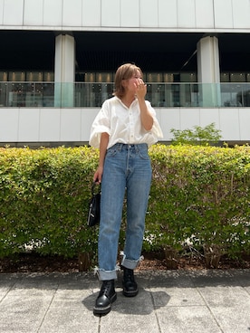 「テーパードデニム」｜瀬川百花さん（レディース・156cm）の夏コーディネート