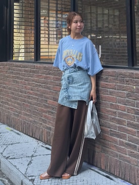 「Ungrid（アングリッド）のカットデザインヒールサンダル（サンダル、その他）」を使った、瀬川百花さん（レディース・156cm）の夏コーディネート