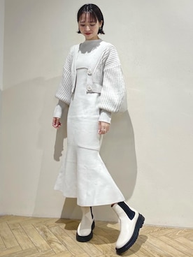 「MERCURYDUO（マーキュリーデュオ）のアイテム（ブーツ）」を使った、浅井聖子さん（レディース・152cm）の秋コーディネート