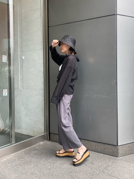 「#ワイドパンツ」｜園部 涼子さん（レディース・162cm）の夏コーディネート