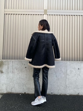 「#今日のコーデ」｜「アイテム（ブルゾン）」を使った、園部 涼子さん（レディース・162cm）の冬コーディネート