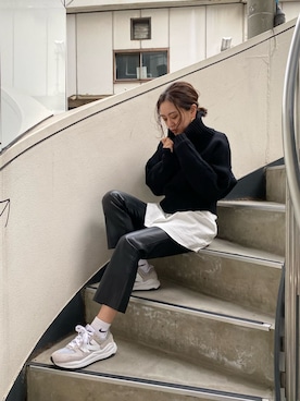 「私服」｜「アイテム（ワンピース/ドレス）」を使った、園部 涼子さん（レディース・162cm）の冬コーディネート