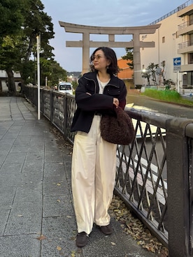 「MURUA（ムルーア）のアイテム（ブルゾン）」を使った、園部 涼子さん（レディース・162cm）の秋コーディネート