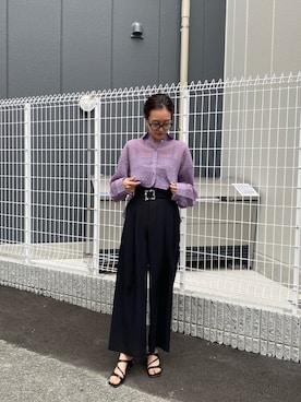 「#ワイドパンツ」｜園部 涼子さん（レディース・162cm）の夏コーディネート