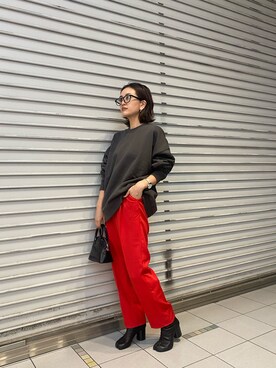 「#秋コーデ」｜「アイテム（スウェット）」を使った、園部 涼子さん（レディース・162cm）の秋コーディネート