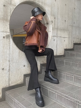 「#今日のコーデ」｜「アイテム（ブルゾン）」を使った、園部 涼子さん（レディース・162cm）の秋コーディネート