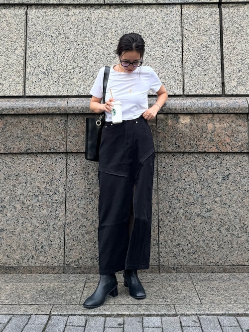 MURUA (ムルーア) フロントオープンデニムロングスカート　ブラック ムルーア MURUA フロントオープンデニムロングスカート【セット