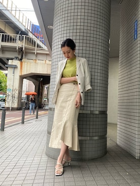 「MURUA（ムルーア）のアイテム（テーラードジャケット）」を使った、園部 涼子さん（レディース・162cm）の春コーディネート