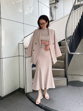 「MURUA（ムルーア）のアイテム（テーラードジャケット）」を使った、園部 涼子さん（レディース・162cm）の春コーディネート