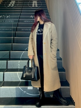 「ARMANI EXCHANGE（アルマーニエクスチェンジ）のアイテム（チェスターコート）」を使った、iam_kyokomaniさん（レディース・168cm）の秋コーディネート