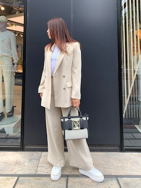 「armaniexchange」｜「アイテム（スラックス）」を使った、iam_kyokomaniさん（レディース・168cm）の夏コーディネート