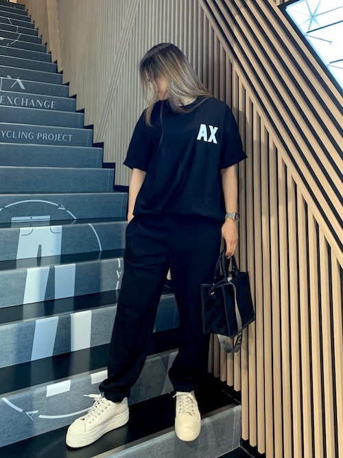 トレーナー スウェット 「A|X アルマーニ エクスチェンジ」シグネチャーロゴ　シアスリーブスウェットプルオーバー レディース ARMANI EXCHANGE トレーナー スウェット 「A|X アルマーニ
