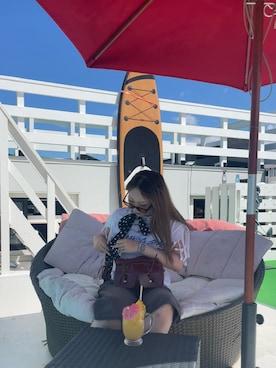 「アイテム（ストール/ショール）」を使った、清少納言さん（レディース・160cm）の夏コーディネート