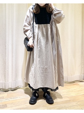 「スカラップ」｜「アイテム（ワンピース/ドレス）」を使った、ⓐさん（レディース・153cm）の秋コーディネート