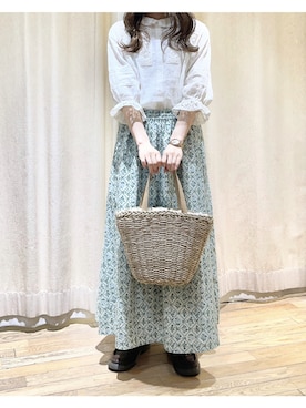 「Samansa Mos2（サマンサ モスモス）のレトロ壁紙風柄スカート（スカート）」を使った、ⓐさん（レディース・153cm）の春コーディネート