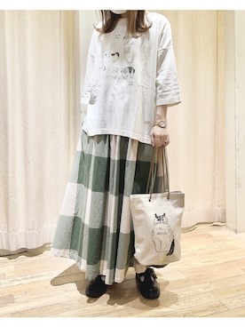 「ネコ」｜「アイテム（その他シューズ）」を使った、ⓐさん（レディース・153cm）の夏コーディネート