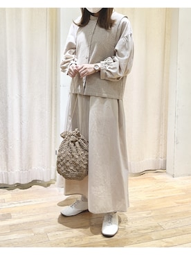 「袖ボリューム」｜「アイテム（その他シューズ）」を使った、ⓐさん（レディース・153cm）の夏コーディネート