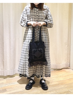 「スカラップ」｜「アイテム（ワンピース）」を使った、ⓐさん（レディース・153cm）の夏コーディネート