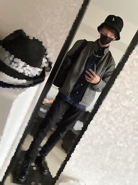 「黒スキニー」｜「アイテム（ノーカラージャケット）」を使った、まっつーさん（メンズ・172cm）の春コーディネート