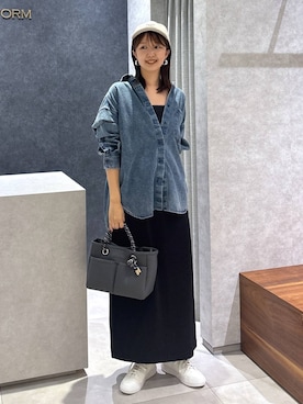 「アイテム（デニムジャケット）」を使った、あやさん（レディース・168cm）の夏コーディネート