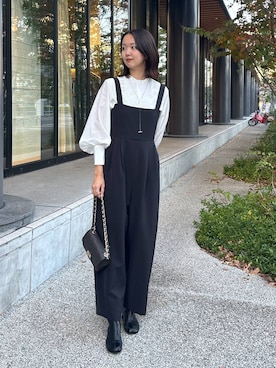 「アイテム（サロペット/オーバーオール）」を使った、あやさん（レディース・168cm）の冬コーディネート