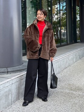 「UNIVERSAL OVERALL（ユニバーサルオーバーオール）のアイテム（ブルゾン）」を使った、あやさん（レディース・168cm）の秋コーディネート