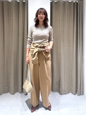 「BARNYARDSTORM（バンヤードストーム）のBARNYARDSTORM / マシュマロワイドパンツ【撥水・セットアップ対応】（スラックス）」を使った、あやさん（レディース・168cm）の秋コーディネート