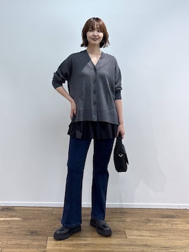 「BARNYARDSTORM（バンヤードストーム）のBARNYARDSTORM / 裏起毛美脚デニム【WEB限定サイズL】【「i.style closet」ご紹介アイテム】（デニムパンツ、ブルー系）」を使った、あやさん（レディース・168cm）の秋コーディネート
