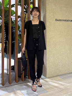 「BARNYARDSTORM（バンヤードストーム）のBARNYARDSTORM / ダブルクロスハーフスリーブブラウス【WEB限定カラー】（シャツ/ブラウス、ホワイト系）」を使った、あやさん（レディース・168cm）の春コーディネート