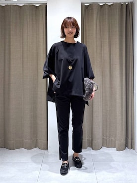 「BARNYARDSTORM（バンヤードストーム）の【「i.style closet」ご紹介アイテム】 BARNYARDSTORM / ハイテンション裾ZIPパンツ＜セットアップ対応＞【WEB限定サイズL】（その他パンツ、ブラック系）」を使った、あやさん（レディース・168cm）の秋コーディネート