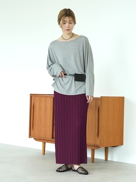 「reca（レカ）のドルマンTシャツ（Tシャツ/カットソー、グレー系）」を使った、sakiさん（レディース・165cm）の秋コーディネート