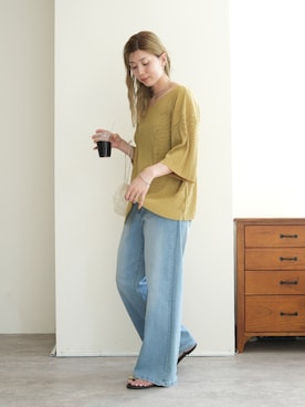 「reca（レカ）のアイテム（Tシャツ/カットソー）」を使った、sakiさん（レディース・165cm）の夏コーディネート