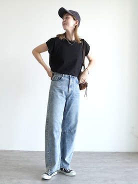 「アイテム（デニムパンツ）」を使った、sakiさん（レディース・165cm）の夏コーディネート