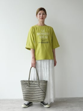 「reca（レカ）のアイテム（Tシャツ/カットソー）」を使った、sakiさん（レディース・165cm）の夏コーディネート