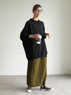 「ロングシャツ」｜sakiさん（レディース・165cm）の秋コーディネート