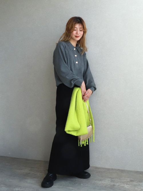 コーデュロイ裏フリースナロースカート