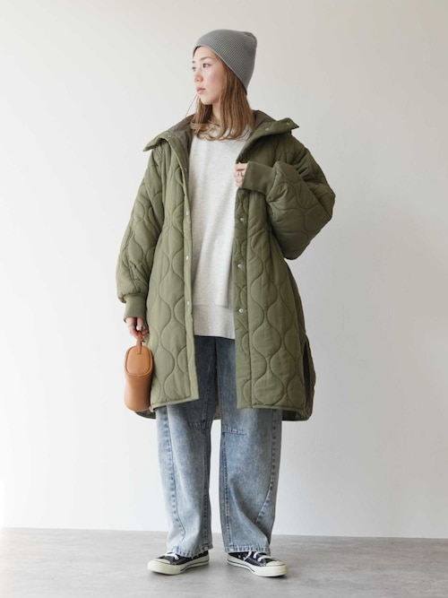 キルトフード付コート