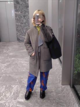 「アイテム（ノーカラーコート）」を使った、mtzoさん（レディース・148cm）の冬コーディネート