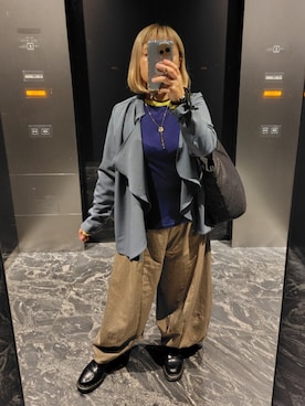 「アイテム（ノーカラージャケット）」を使った、mtzoさん（レディース・148cm）の秋コーディネート