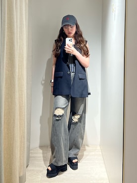 「MURUA（ムルーア）のアイテム（トップス）」を使った、田中音羽さん（レディース・163cm）の春コーディネート