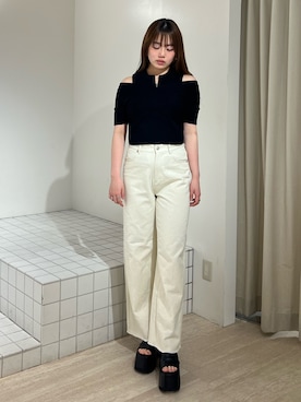 「MURUA（ムルーア）のアイテム（トップス）」を使った、田中音羽さん（レディース・163cm）の春コーディネート