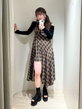 「MURUA（ムルーア）のアイテム（トップス）」を使った、田中音羽さん（レディース・163cm）の春コーディネート