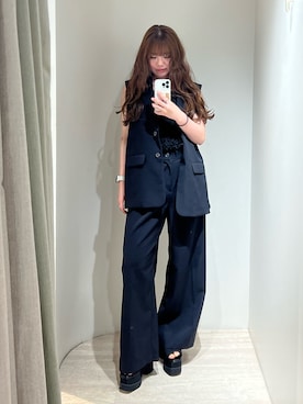 「MURUA（ムルーア）のアイテム（パンツ）」を使った、田中音羽さん（レディース・163cm）の春コーディネート