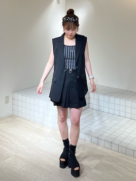 「MURUA（ムルーア）のアイテム（トップス）」を使った、田中音羽さん（レディース・163cm）の春コーディネート