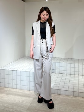 「MURUA（ムルーア）のアイテム（トップス）」を使った、田中音羽さん（レディース・163cm）の春コーディネート