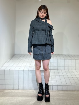 「MURUA（ムルーア）のアイテム（トップス）」を使った、田中音羽さん（レディース・163cm）の春コーディネート