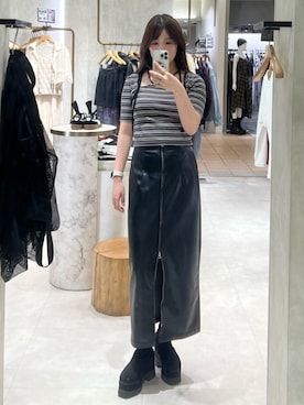 「MURUA（ムルーア）のアイテム」を使った、田中音羽さん（レディース・163cm）の秋コーディネート